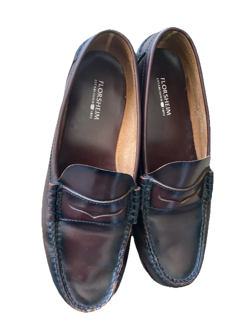 Florsheim Berkley Burgundy Smooth Leather Moc Toe Penny Loafer 8.5 D Men’s
